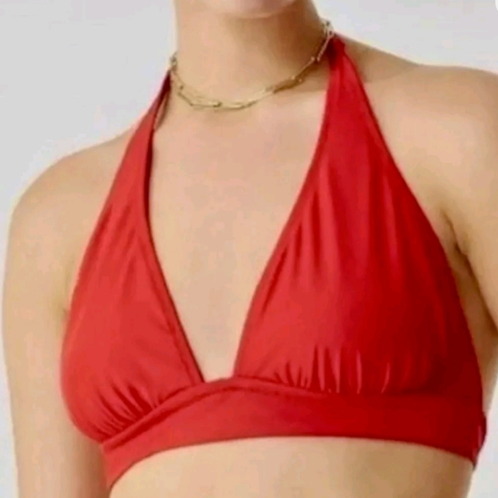 J.Crew Red Halter Lined Bikini Top
